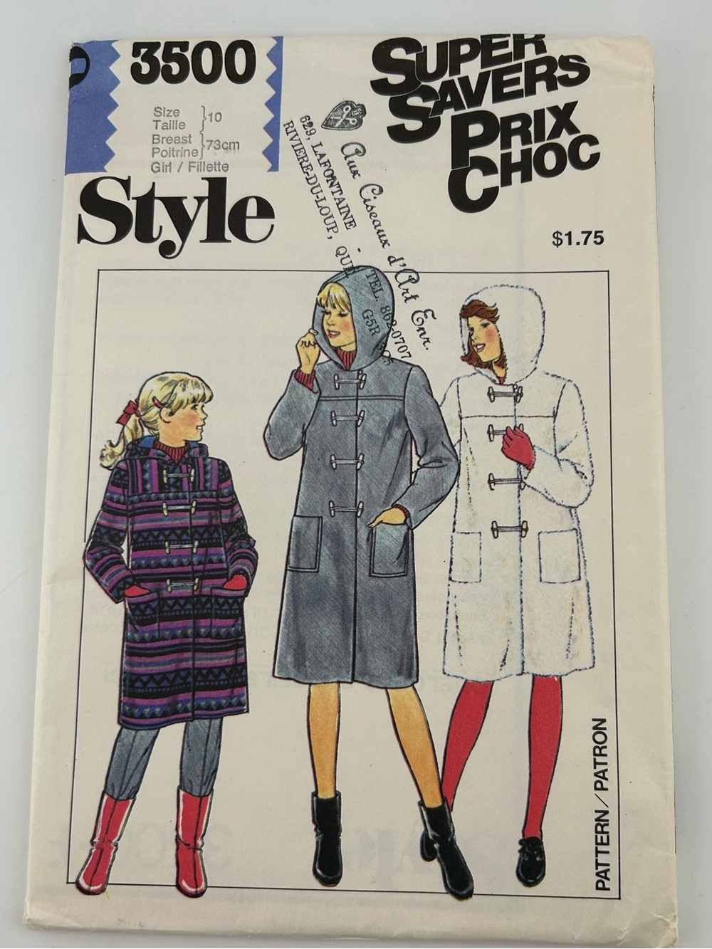 2 for 22$ ๐งต STYLE ๐งต Girls' Unlined Duffle Coat Sewing Pattern 3500